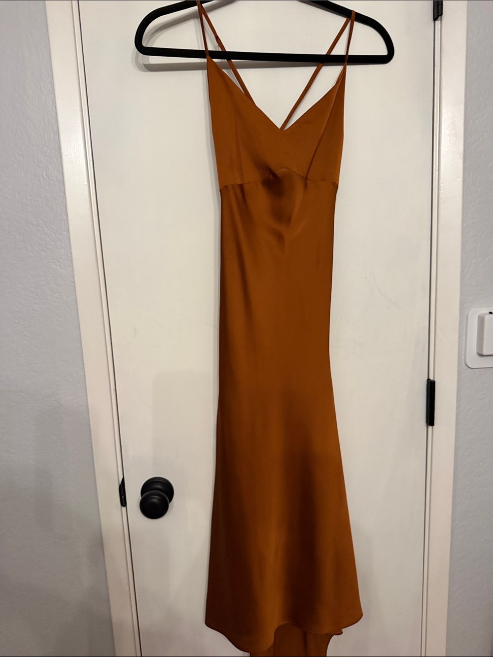 Abercrombie & Fitch Rust Satin Maxi Slip Dress